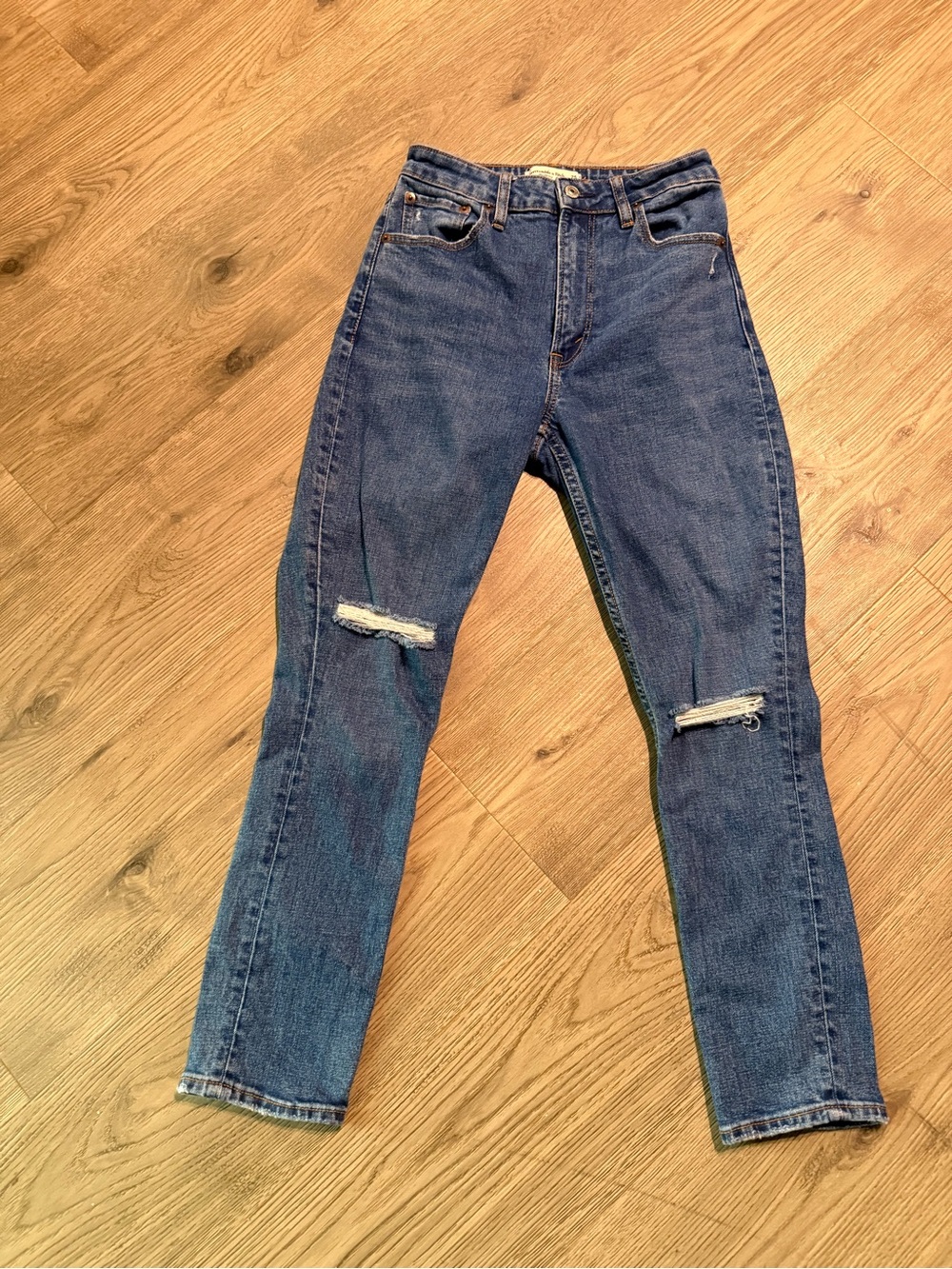 Abercrombie & Fitch Skinny Ripped Knee Jeans - Blue